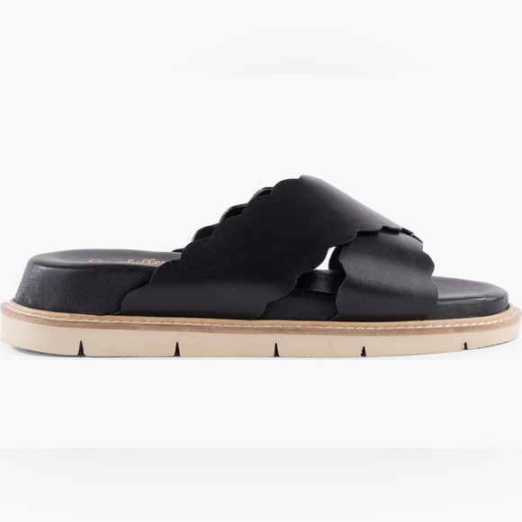 SEYCHELLES WOODSTOCK PLATFORM BLACK LEATHER SLIDE ON SANDAL NEW IN BOX - Picture 3 of 5